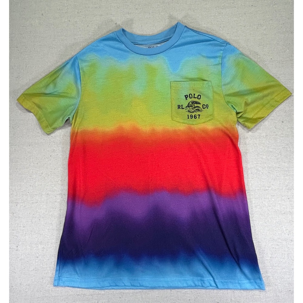 POLO‎ Ralph Lauren Women's Large Ombré T-Shirt Rainbow Color block